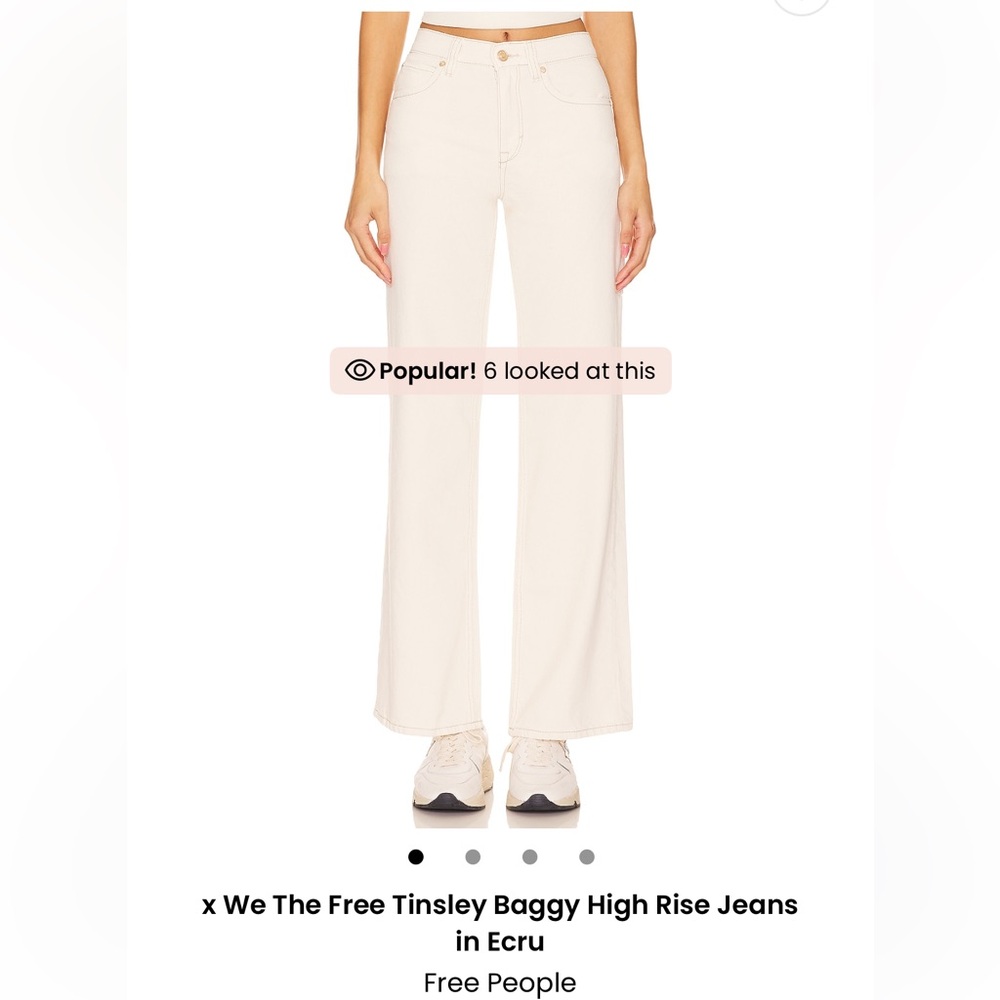 Free People Ecru Wide-Leg Jeans
